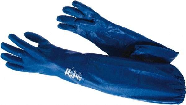 Honeywell - 26" Long, Nitrile Chemical Resistant Gloves - Blue - Industrial Tool & Supply