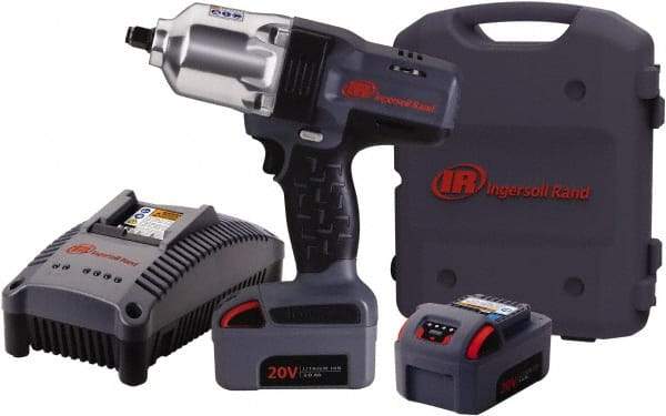 Ingersoll-Rand - 1/2" Drive 20 Volt Pistol Grip Cordless Impact Wrench & Ratchet - 1,900 RPM, 2,300 BPM, 780 Ft/Lb Torque, 2 Lithium-Ion Batteries Included - Industrial Tool & Supply
