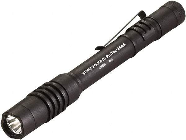 Streamlight - White LED Bulb, 130 Lumens, Industrial/Tactical Flashlight - Black Aluminum Body, 2 AAA Alkaline Batteries Included - Industrial Tool & Supply