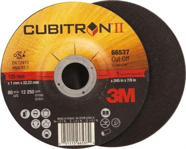 3M - 60 Grit, 5" Wheel Diam, 7/8" Arbor Hole, Type 27 Depressed Center Wheel - Ceramic, Resinoid Bond, S Hardness, 12,250 Max RPM - Industrial Tool & Supply