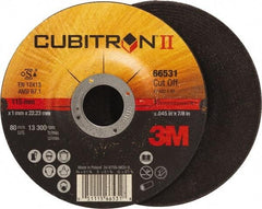 3M - 60 Grit, 4-1/2" Wheel Diam, 7/8" Arbor Hole, Type 27 Depressed Center Wheel - Ceramic, Resinoid Bond, S Hardness, 13,300 Max RPM - Industrial Tool & Supply