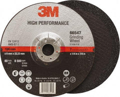 3M - 36 Grit, 7" Wheel Diam, 1/4" Wheel Thickness, 7/8" Arbor Hole, Type 27 Depressed Center Wheel - Ceramic, Resinoid Bond, 8,500 Max RPM, Compatible with Angle Grinder - Industrial Tool & Supply