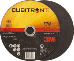 Cut-Off Wheel: Type 1, 7″ Dia, 7/8″ Hole, Ceramic Reinforced, 60 Grit, 8500 Max RPM, Use with Angle Grinders