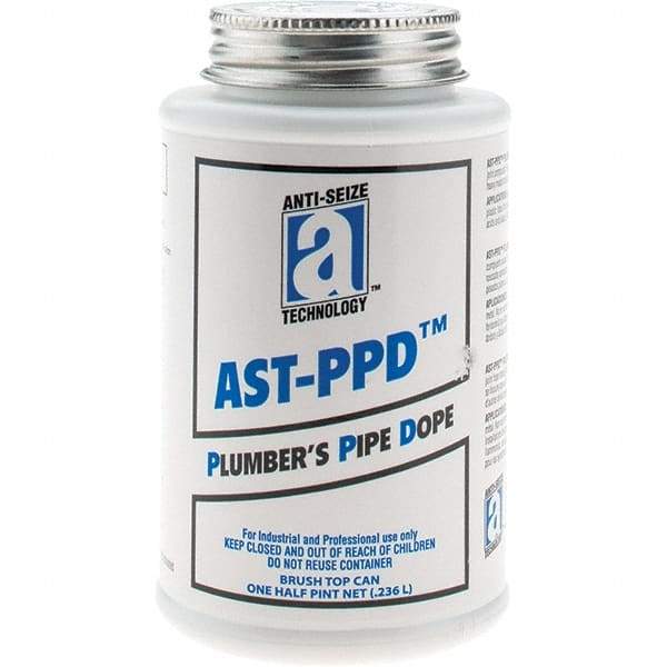 Made in USA - Brush Top Can Tan Threaded Pipe Sealant - 400°F Max Working Temp - Industrial Tool & Supply