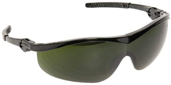 MCR Safety - Green Lenses, Framed Safety Glasses - Scratch Resistant, Black Plastic Frame, Adjustable Temples, Size Universal, Wrap Around - Industrial Tool & Supply