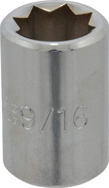 Proto - 9/16", 1/2" Drive, Standard Hand Socket - 8 Points, 1-1/2" OAL, Alloy Steel, Chrome Finish - Industrial Tool & Supply