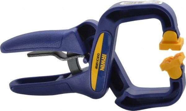 Irwin - 2" Jaw Opening Capacity, 2" Throat Depth, Spring Clamp - 50 Lb Clamping Pressure, 7-1/2" OAL - Industrial Tool & Supply