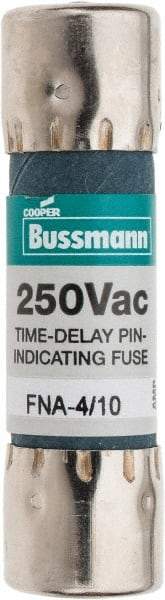 Cooper Bussmann - 250 VAC, 0.4 Amp, Time Delay Pin Indicator Fuse - Fuse Holder Mount, 1-1/2" OAL, 10 at 125 V kA Rating, 13/32" Diam - Industrial Tool & Supply