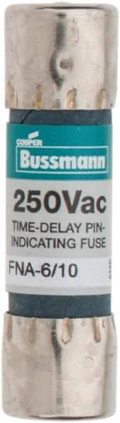 Cooper Bussmann - 250 VAC, 0.6 Amp, Time Delay Pin Indicator Fuse - Fuse Holder Mount, 1-1/2" OAL, 10 at 125 V kA Rating, 13/32" Diam - Industrial Tool & Supply