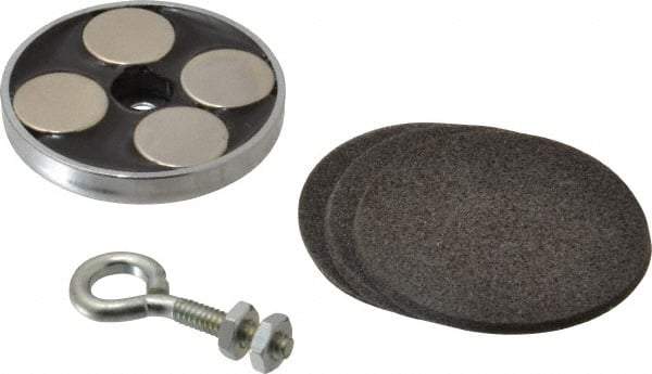 Mag-Mate - 2.03" Diam, 5/16" Cup Height, 1-13/16" Overall Height, 74 Lb Average Pull Force, 74 Lb Max Pull Force, Neodymium Rare Earth Cup Magnet - Loop Style, 1/2" Loop ID, Galvanized - Industrial Tool & Supply