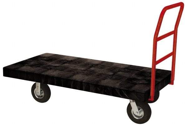 Rubbermaid - 1,200 Lb Capacity Structural Foam/Steel Platform Truck - Structural Foam Deck, 24" OAW, Rubber Casters - Industrial Tool & Supply