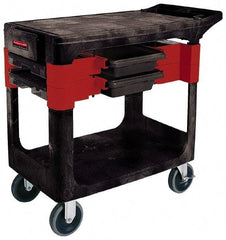 Rubbermaid - 350 Lb Capacity, 2 Shelf Trade Cart - 19" Wide x 38" Deep x 33-3/8" High, Polypropylene, Black/Red - Industrial Tool & Supply
