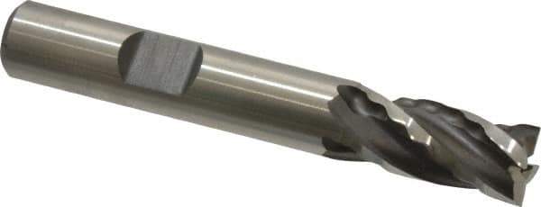 Weldon - 3/8" Diam, 3/4" LOC, 4 Flute High Speed Steel Roughing & Finishing Square End Mill - Uncoated, 2-1/2" OAL, 3/8" Shank Diam, Weldon Shank, 30° Helix, Non-Centercutting - Industrial Tool & Supply
