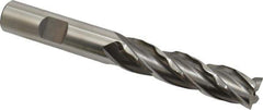 Weldon - 1/2" Diam, 2" LOC, 4 Flute High Speed Steel Roughing & Finishing Square End Mill - Uncoated, 4" OAL, 1/2" Shank Diam, Weldon Shank, 30° Helix, Non-Centercutting - Industrial Tool & Supply