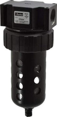 Parker - 3/4" Port, 7.67" High x 3.24" Wide Standard Filter with Polycarbonate Bowl, Manual Drain - 145 SCFM, 150 Max psi, 125°F Max Temp, Modular Connection, Bowl Guard, 7.2 oz Bowl Capacity - Industrial Tool & Supply