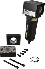 Parker - 1-1/2" Port, 10.95" High x 5.59" Wide Heavy Duty Filter with Metal Bowl, Manual Drain - 310 SCFM, 250 Max psi, 175°F Max Temp, Sight Glass Included, Modular Connection, 18 oz Bowl Capacity - Industrial Tool & Supply