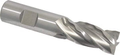 Weldon - 3/4" Diam, 1-5/8" LOC, 4 Flute High Speed Steel Roughing & Finishing Square End Mill - Uncoated, 3-7/8" OAL, 3/4" Shank Diam, Weldon Shank, 30° Helix, Centercutting, Regular Length - Industrial Tool & Supply