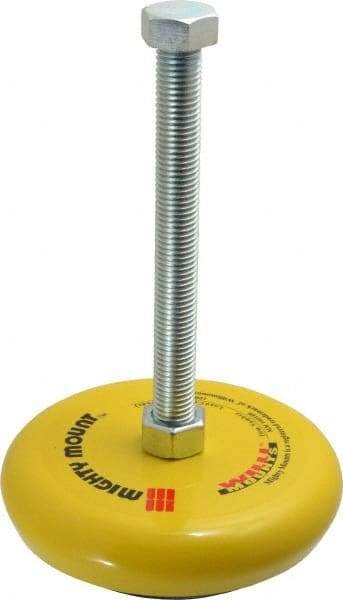Gibraltar - 4,200 Lb Capacity, 3/4-10 Thread, Zinc Stud, Machine Socket Mount Leveling Mount - 203.2mm Stud Length, 152.4mm Base Diam, Elastomer Pad - Industrial Tool & Supply