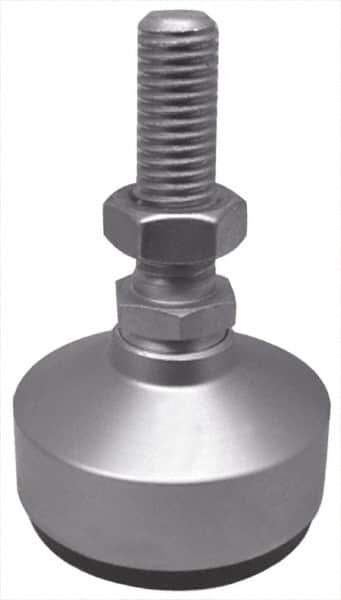 Gibraltar - 650 Lb Capacity, 3/4-10 Thread, 4-1/8" OAL, Stainless Steel Stud, Studded Socket Mount Leveling Mount - 2" Stud Length, 3" Base Diam, Stainless Steel Pad, 1-1/16" Hex - Industrial Tool & Supply