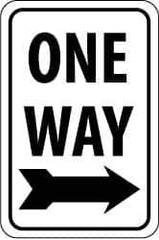 NMC - "One Way", "Right Arrow", 18" Wide x 24" High, Aluminum Parking Lot Traffic Signs - 0.08" Thick, Black on White, High Intensity Reflectivity, Rectangle, Post Mount - Industrial Tool & Supply