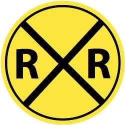 NMC - "R R", "Railroad Crossing Symbol", 30" Wide x 30" High, Aluminum Traffic Control Signs - 0.08" Thick, Black on Yellow, High Intensity Reflectivity, Round, Post Mount - Industrial Tool & Supply