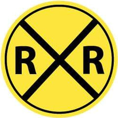 NMC - "R R", "Railroad Crossing Symbol", 30" Wide x 30" High, Aluminum Traffic Control Signs - 0.08" Thick, Black on Yellow, High Intensity Reflectivity, Round, Post Mount - Industrial Tool & Supply