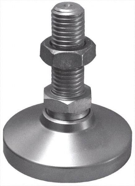 Gibraltar - 5/8-11 Bolt Thread, Studded Pivotal Stud Mount Leveling Pad & Mount - 6,000 Max Lb Capacity, 2-1/2" Base Diam - Industrial Tool & Supply