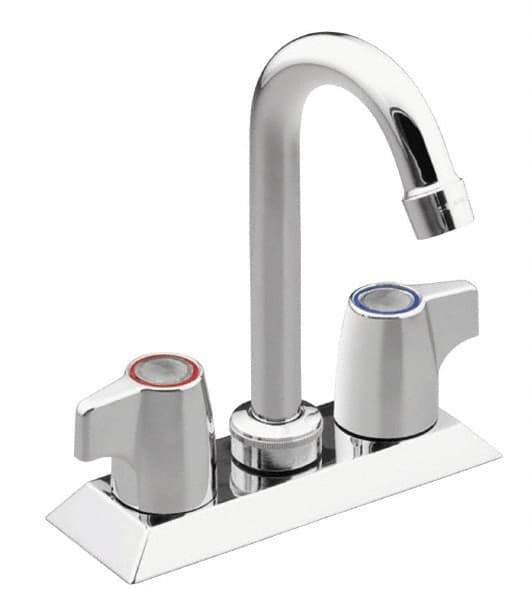 Moen - Deck Plate Mount, Bar and Hospitality Faucet without Spray - Two Handle, Knob Handle, Gooseneck Spout - Industrial Tool & Supply