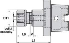Kennametal - 2.03mm to 20.57mm Capacity, 75mm Projection, HSK63 Hollow Taper, ER32 Collet Chuck - 107mm OAL - Exact Industrial Supply