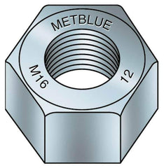 Value Collection - M16x2.00 Metric Coarse Steel Right Hand Hex Nut - 24mm Across Flats, 13mm High, Metric Blue Finish - Industrial Tool & Supply