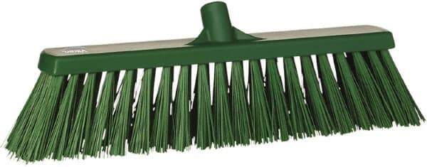Vikan - 19" Heavy Duty Synthetic Push Broom - 2" Bristle Length, Plastic Block, European Threaded Handle Connection - Industrial Tool & Supply