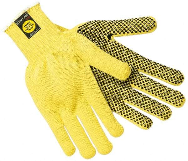 MCR Safety - Size L (9), PVC Coated Cut Resistant Gloves - Fully Coated Coated, Kevlar Lining, Knit Wrist, Yellow/Black, Paired - Industrial Tool & Supply