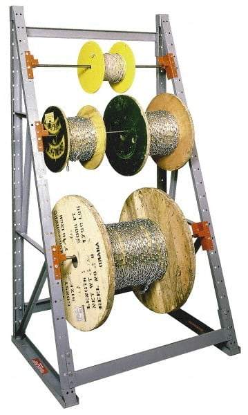 Made in USA - 1 Bay, 2,000 Lb Capacity, Gray Reel Storage Rack - 36" Wide x 96" High x 24" Deep - Industrial Tool & Supply