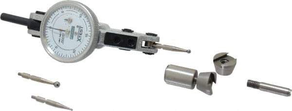 Fowler - 0.06 Inch Range, 0.0005 Inch Dial Graduation, Horizontal Dial Test Indicator - 1 Inch White Dial, 0-15-0 Dial Reading - Industrial Tool & Supply