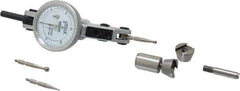 Fowler - 0.06 Inch Range, 0.0005 Inch Dial Graduation, Horizontal Dial Test Indicator - 1 Inch White Dial, 0-15-0 Dial Reading - Industrial Tool & Supply
