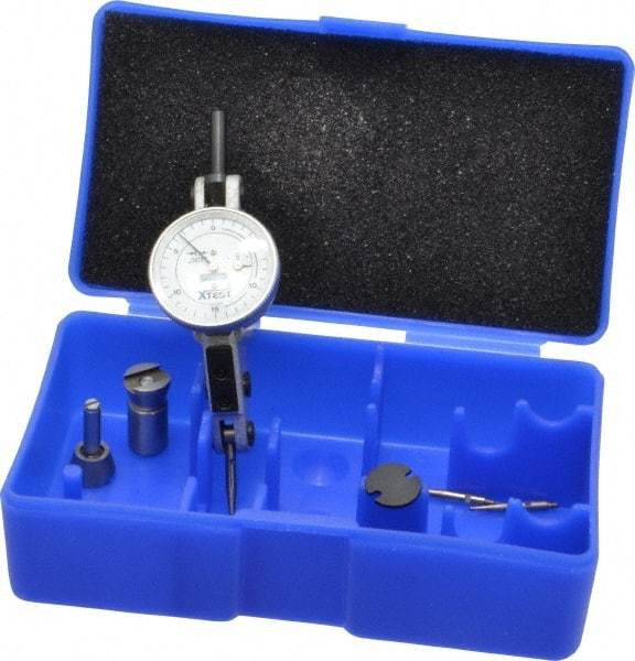 Fowler - 0.06 Inch Range, 0.001 Inch Dial Graduation, Horizontal Dial Test Indicator - 1 Inch White Dial, 0-15-0 Dial Reading - Industrial Tool & Supply