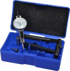 Fowler - 12 Piece, 0" to 0.06" Measuring Range, 1" Dial Diam, 0-15-0 Dial Reading, Horizontal White Dial Test Indicator Kit - 5/8" Contact Point Length, 0.04, 0.08 & 0.12" Ball Diam, 0.0005" Dial Graduation - Industrial Tool & Supply
