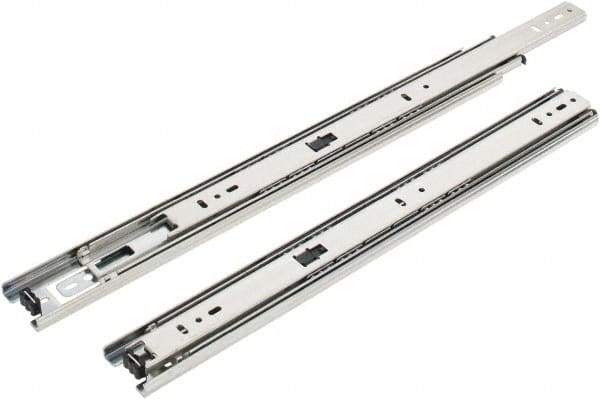 Knape & Vogt - 16" Slide Length, 16" Travel Length, Steel Precision Drawer Slide - 1/2" Wide, 1-13/16" High, 100 Lb Capacity at Full Extension, Chrome Finish - Industrial Tool & Supply