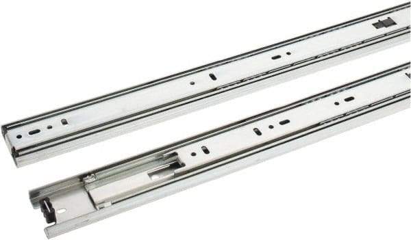 Knape & Vogt - 24" Slide Length, 24" Travel Length, Steel Precision Drawer Slide - 1/2" Wide, 1-13/16" High, 100 Lb Capacity at Full Extension, Chrome Finish - Industrial Tool & Supply