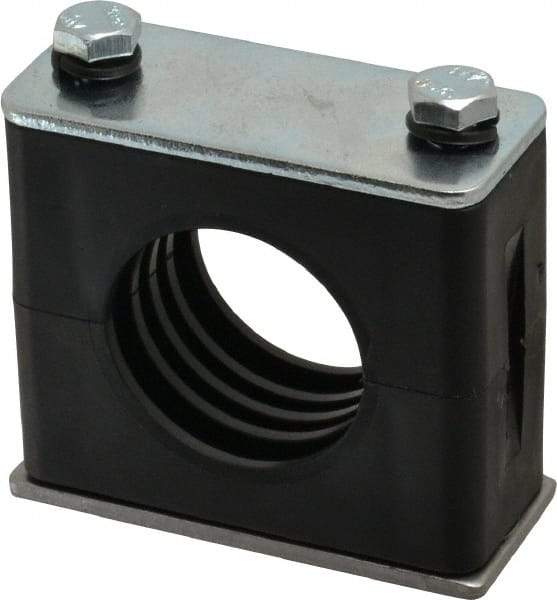 HYDAC - 2.83" Wide x 2.52" High x 1.18" Deep, Polypropylene Standard Duty Vibration-Control Clamp - Carbon Steel Plate, Mount with Weld Plate, Top Plate, Plastic Clamp Pair, Bolts - Industrial Tool & Supply