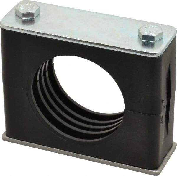 HYDAC - 3.46" Wide x 2.83" High x 1.18" Deep, Polypropylene Standard Duty Vibration-Control Clamp - Carbon Steel Plate, Mount with Weld Plate, Top Plate, Plastic Clamp Pair, Bolts - Industrial Tool & Supply