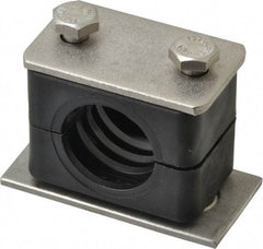 HYDAC - 1.97" Wide x 1.69" High x 1.18" Deep, Polypropylene Standard Duty Stainless Vibration-Control Clamp - Stainless Steel Plate, Mount with Weld Plate, Top Plate, Plastic Clamp Pair, Bolts - Industrial Tool & Supply