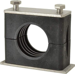HYDAC - 2.83" Wide x 2.52" High x 1.18" Deep, Polypropylene Standard Duty Stainless Vibration-Control Clamp - Stainless Steel Plate, Mount with Weld Plate, Top Plate, Plastic Clamp Pair, Bolts - Industrial Tool & Supply