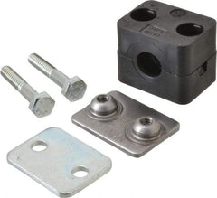 HYDAC - 1.65" Wide x 1.42" High x 1.18" Deep, Polypropylene Standard Duty Vibration-Control Clamp - Carbon Steel Plate, For 1/4" Pipe, Mount with Weld Plate, Top Plate, Plastic Clamp Pair, Bolts - Industrial Tool & Supply