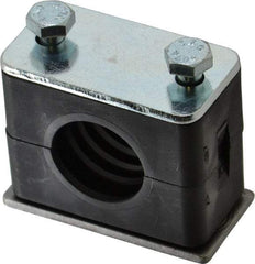 HYDAC - 2.32" Wide x 1.89" High x 1.18" Deep, Polypropylene Standard Duty Vibration-Control Clamp - Carbon Steel Plate, For 3/4" Pipe, Mount with Weld Plate, Top Plate, Plastic Clamp Pair, Bolts - Industrial Tool & Supply