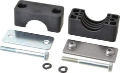 HYDAC - 2.83" Wide x 2.52" High x 1.18" Deep, Polypropylene Standard Duty Vibration-Control Clamp - Carbon Steel Plate, For 1" Pipe, Mount with Weld Plate, Top Plate, Plastic Clamp Pair, Bolts - Industrial Tool & Supply