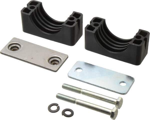 HYDAC - 2.83" Wide x 2.52" High x 1.18" Deep, Polypropylene Standard Duty Vibration-Control Clamp - Carbon Steel Plate, For 1-1/4" Pipe, Mount with Weld Plate, Top Plate, Plastic Clamp Pair, Bolts - Industrial Tool & Supply