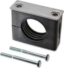 HYDAC - 3.46" Wide x 2.83" High x 1.18" Deep, Polypropylene Standard Duty Vibration-Control Clamp - Carbon Steel Plate, For 1-1/2" Pipe, Mount with Weld Plate, Top Plate, Plastic Clamp Pair, Bolts - Industrial Tool & Supply