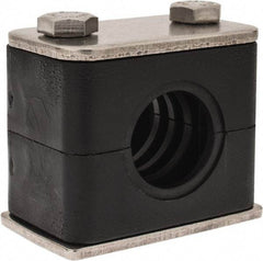 HYDAC - 1.97" Wide x 1.69" High x 1.18" Deep, Polypropylene Standard Duty Vibration-Control Clamp - Stainless Steel Plate, For 1/2" Pipe, Mount with Weld Plate, Top Plate, Plastic Clamp Pair, Bolts - Industrial Tool & Supply