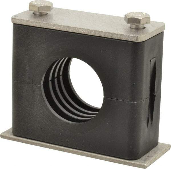 HYDAC - 2.83" Wide x 2.52" High x 1.18" Deep, Polypropylene Standard Duty Vibration-Control Clamp - Stainless Steel Plate, For 1" Pipe, Mount with Weld Plate, Top Plate, Plastic Clamp Pair, Bolts - Industrial Tool & Supply